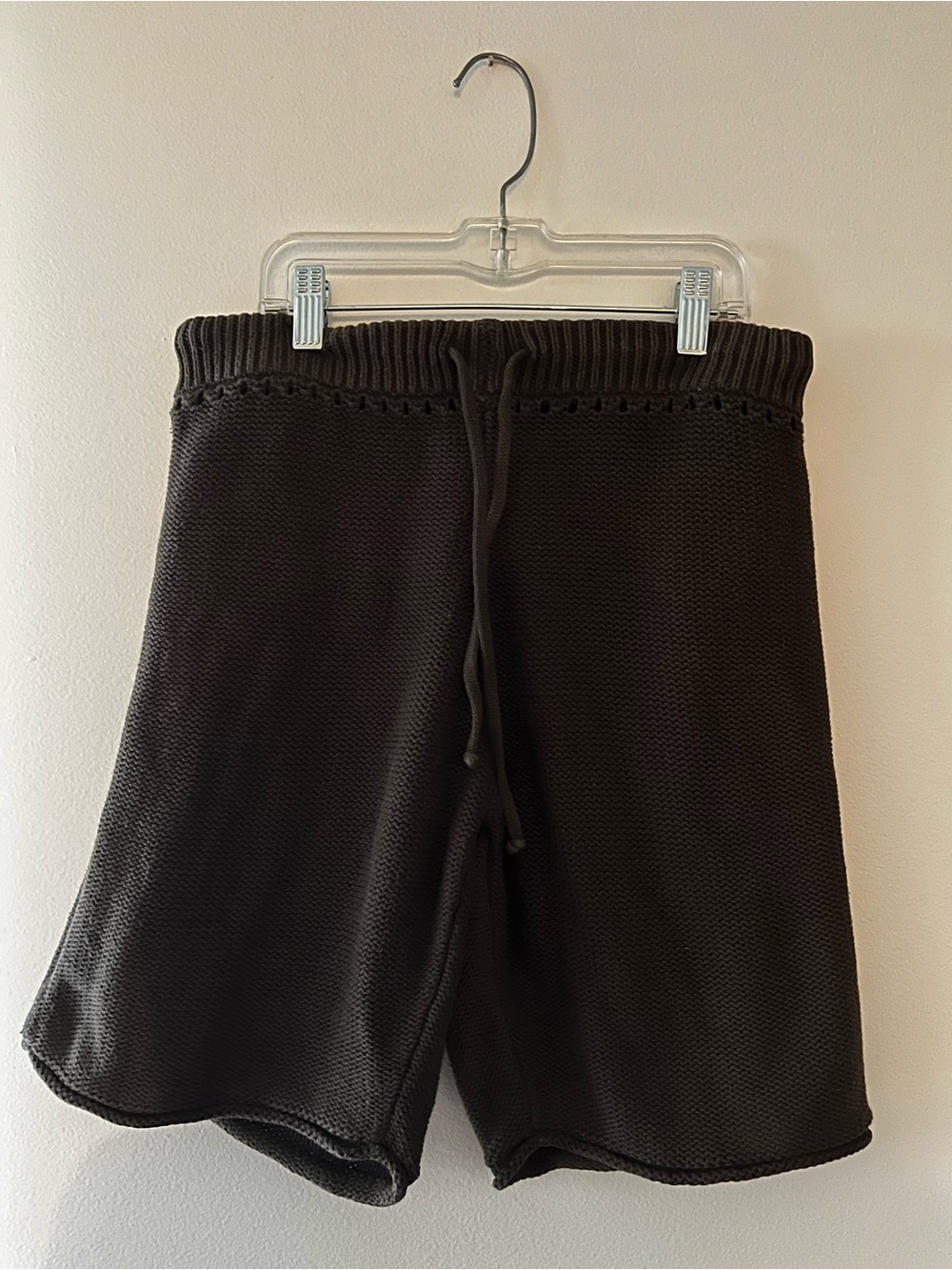 Alexander Wang Kaki Green Knit Drawstring Shorts